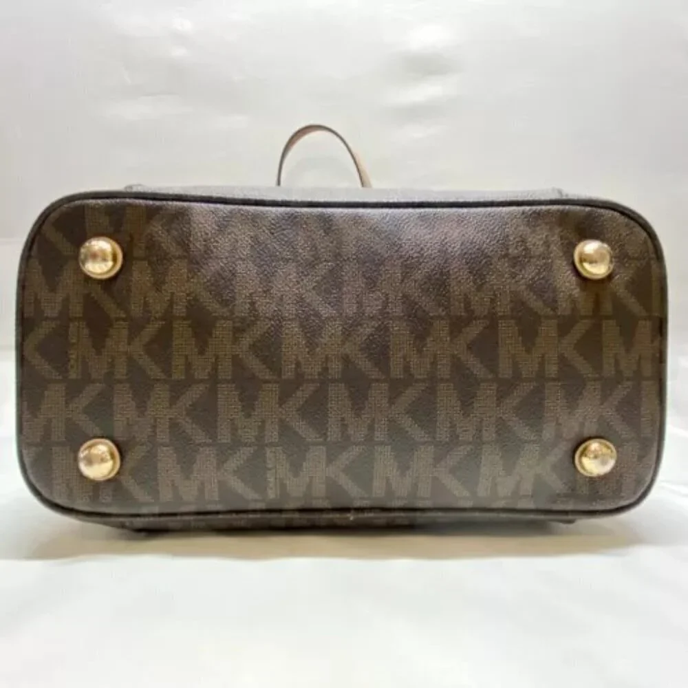 Michael Kors Signature Jet Set East West Top‎ Zip Tote Brown Khaki Saffiano EUC